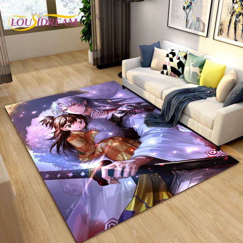 Inuyasha Japan Anime Cartoon Bereich Teppich, Teppich Teppich für Wohnzimmer Schlafzimmer Sofa Fußmatte Dekoration, Kinder spielen rutschfeste Bodenmatte