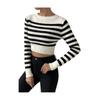 Maglione corto lavorato a maglia casual primaverile e autunnale da donna a maniche lunghe girocollo top pullover maglieria dal design alla moda