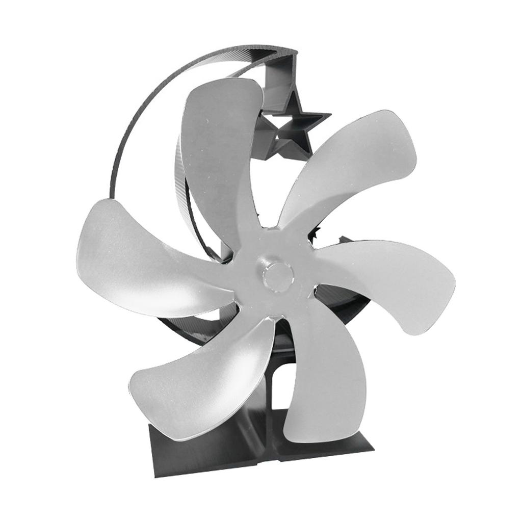 Ofenventilator 6 Flügel Kaminventilator Wärmegetrieben Schnelle Windzirkulation Halbmondmuster Thermoelektrisch