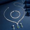 4PC Women's Fashion Simple Necklace Earrings Bracelet Zircon Set Suitable for Wedding, Party, Festival Gifts