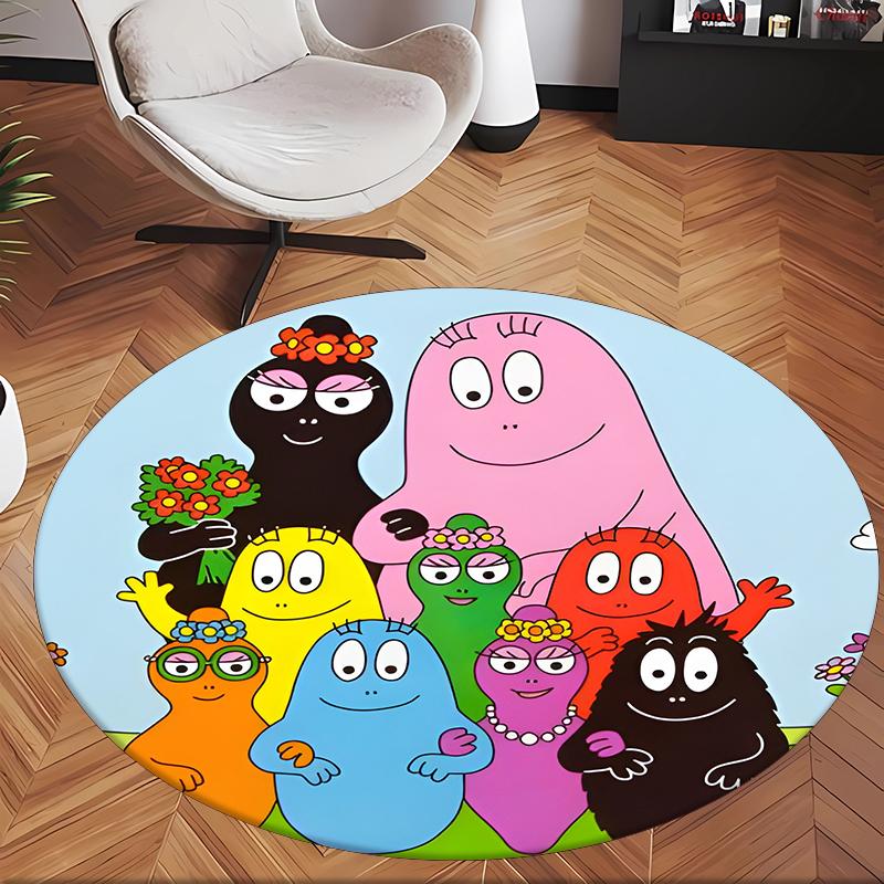 Barbapapa (1) Round Office Rug Decorative Floor Rug for Office Bedroom Living Room and Home Space