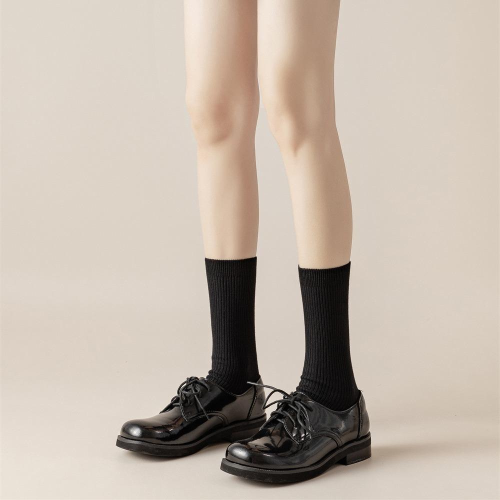 95% Cotton Thickened Socks Women'S Jk Style College Style Black And White With Women'S Short And Medium Calf Socks
