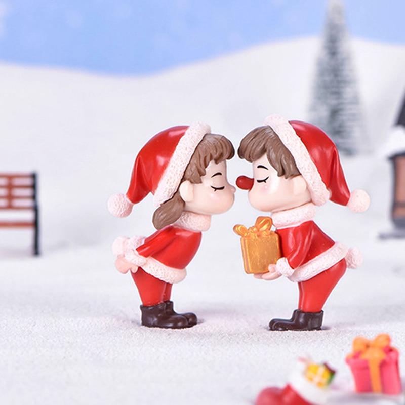 1 шт. мини Рождественская фигурка пары кукла DIY сад бонсай Декор украшение детская игрушка миниатюрная фигурка ремесло из смолы Girl