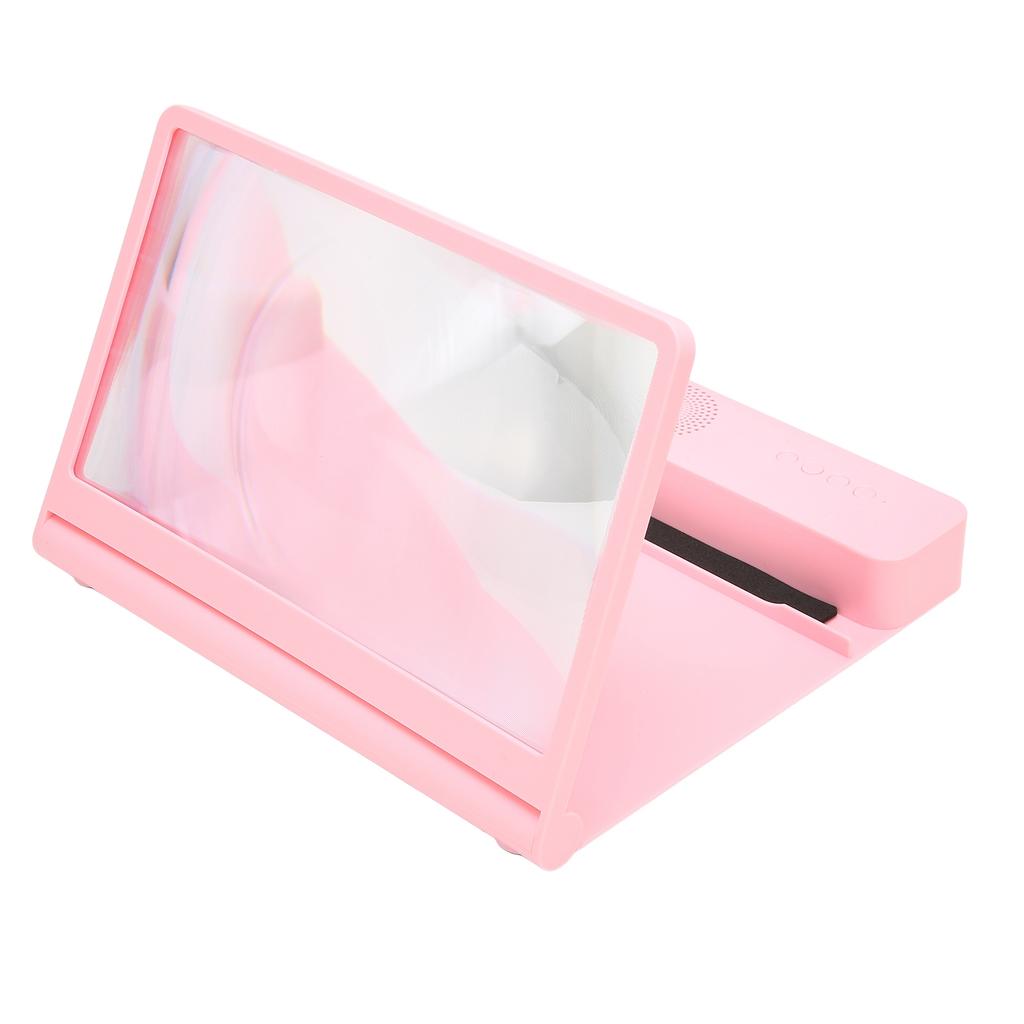 Phone Screen Magnifier 3D HD Magnifying Projector Screen Enlarger with Bluetooth Speaker for Movies Videos Games Pink