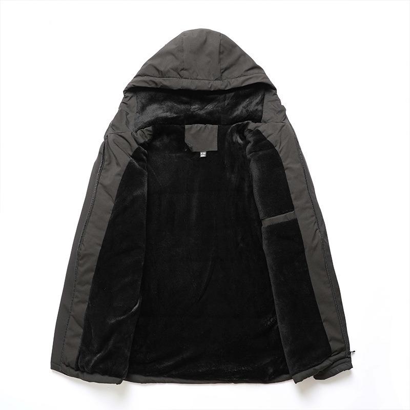 Winter Fleece Thickened Hooded Outdoor Cotton Jacket Casual Men's Padded Jacket