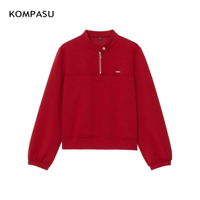 KOMPASU Women's Slim-Fit Stand Collar Pullover Sweatshirt