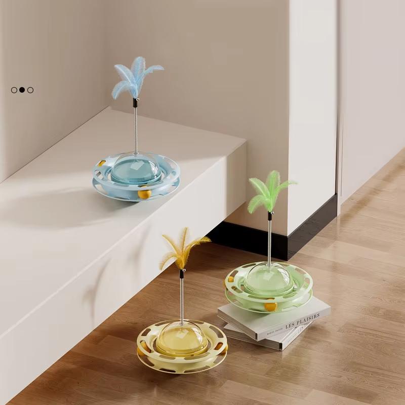 Cat Toys Tumbler Wheel Teasing For Self Enjoyment Relieving Boredom Playing With Cats Consuming Energy Pets Leaking Food Balls