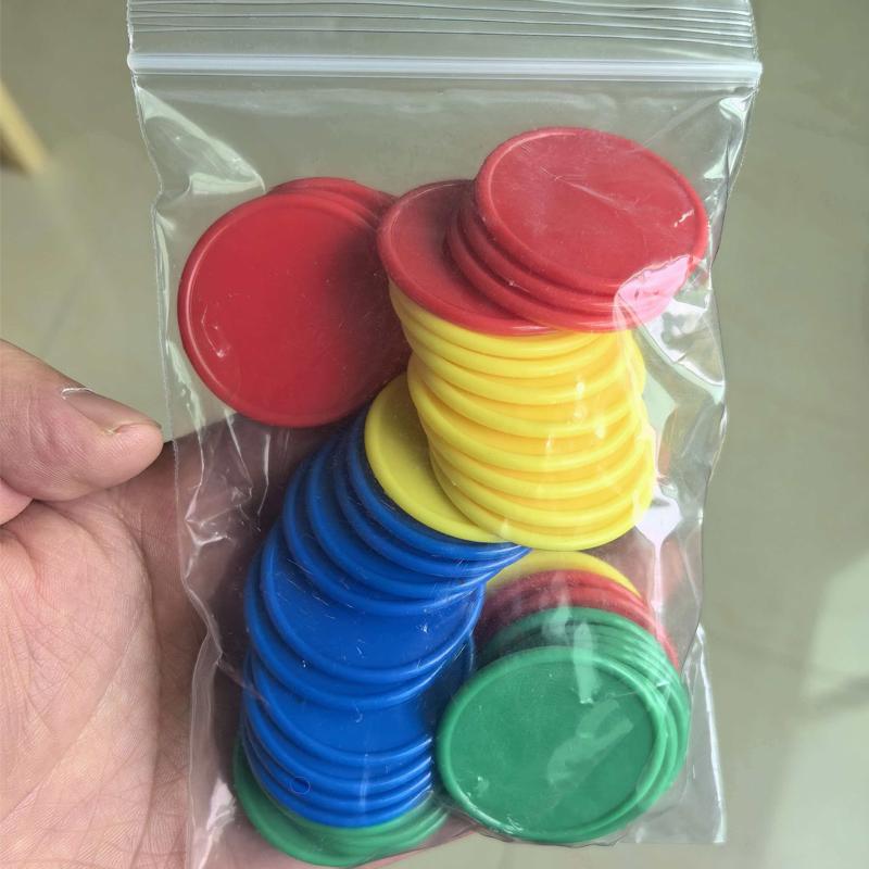 40Pcs Plastic Poker Chips 4 Colors Bingo Markers Learning Counters ( Red Yellow Blue Green )Size 37Mm Math Games For Kids Adults