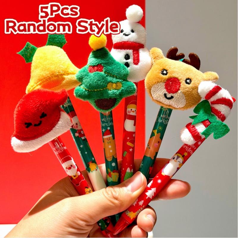 1/3/5 Stück Weihnachten Plüsch Gelstift Cartoon Schneemann Rentier Schwarze Tinte Glatt Schreibender Stift Studenten Schreibwaren Neujahrsgeschenk