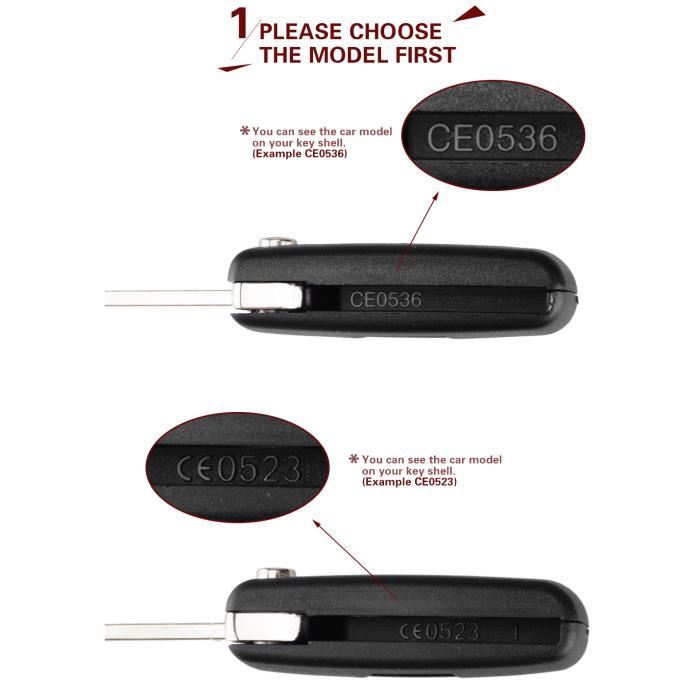 ENERGY01 VA2 CE0523 - Coque Clé Peugeot 107 207 307 308 407 2 Boutons CE0523 Lame sans RAINURE - Pile sur Circuit Imprimé