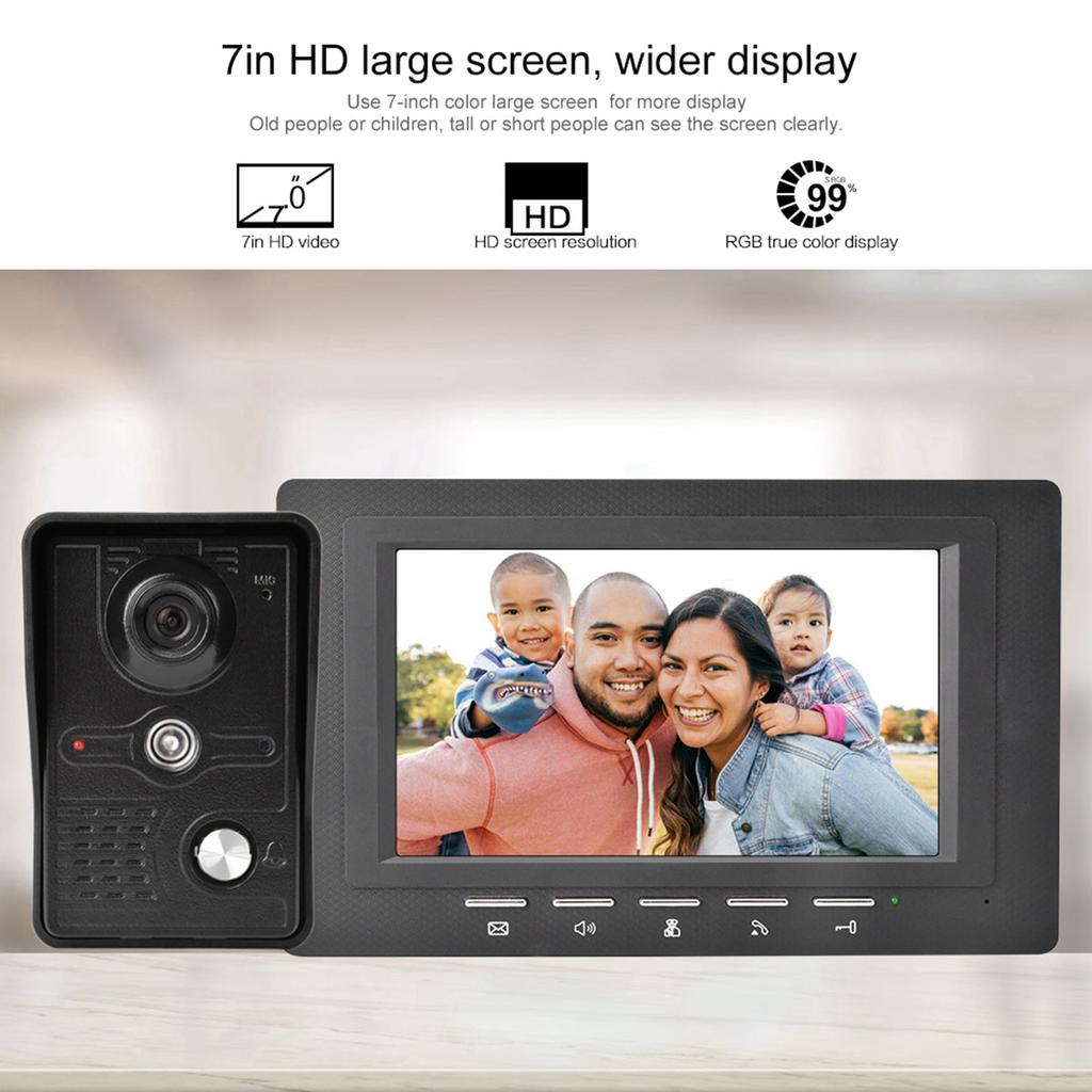 Kit Interphone Vidéo de Porte 7 pouces TFT LCD 700 lignes TV Vision Nocturne