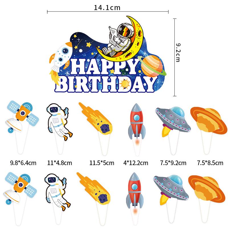 

Birthday Cake Ornament Spaceship Rockets Bake Dessert Plugin Happy Birthday Astronauts Banner Children s Day Party Decoration