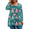 Women's Fashionable Casual Long Sleeved Plus Size  Print Top Plus Size Floral Print Top