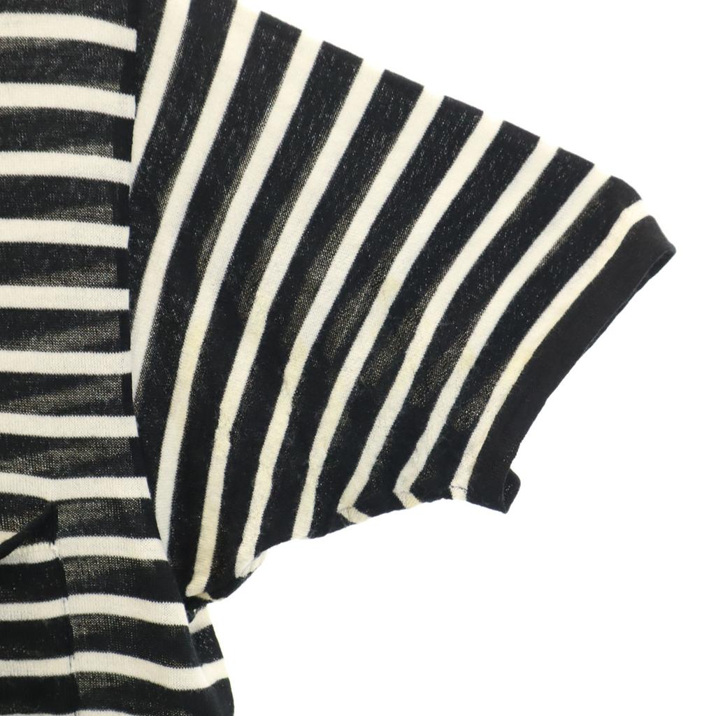 SAINT LAURENT made in Italy Border Pattern Short sleeve V neck knit XS Women Used