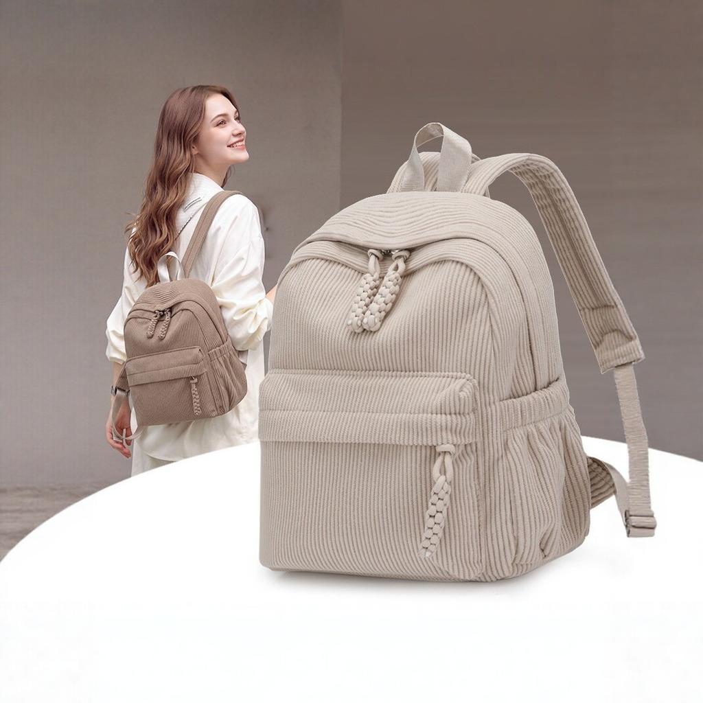 Schoolbag Corduroy Backpack Women's 1011 New Student Casual Drawstring Backpack ins Wind Travel Small School Bag