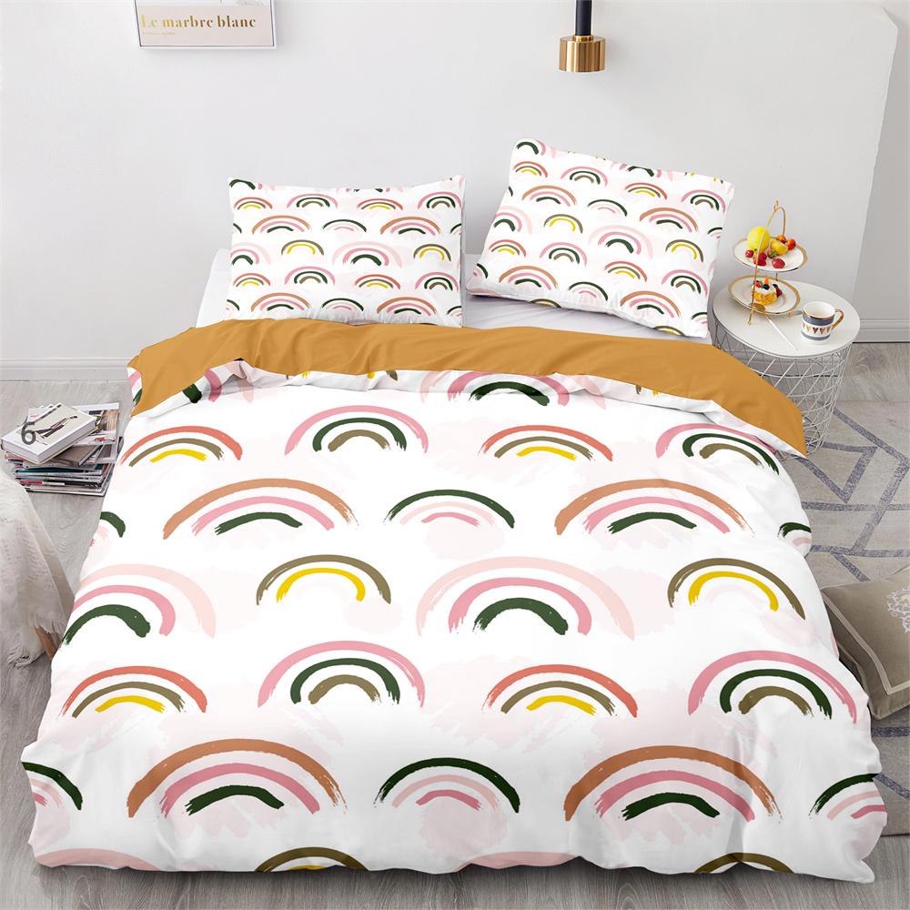 Rainbow Birds Star Duvet Cover Set Twin Full Size Cute Polyester Comforter Cover for Kids Boys Girls Bedding Set Quilt Cover