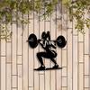 Metall Fitness Frau Wandkunst, Skulptur für Fitnessstudio Dekor, Rostfreies Außenzaun Hängedekor, Weihnachtsgeschenk für Sportliebhaber