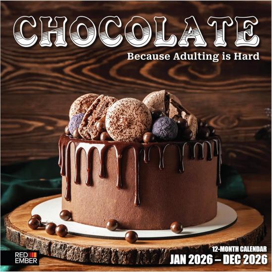RED EMBER Chocolate: Because Adulting is Hard 2026 Wall Calendar 12 Month | 12  x 24  Open | Thick & Sturdy Paper | Holiday Gift | Kitchen Calendar