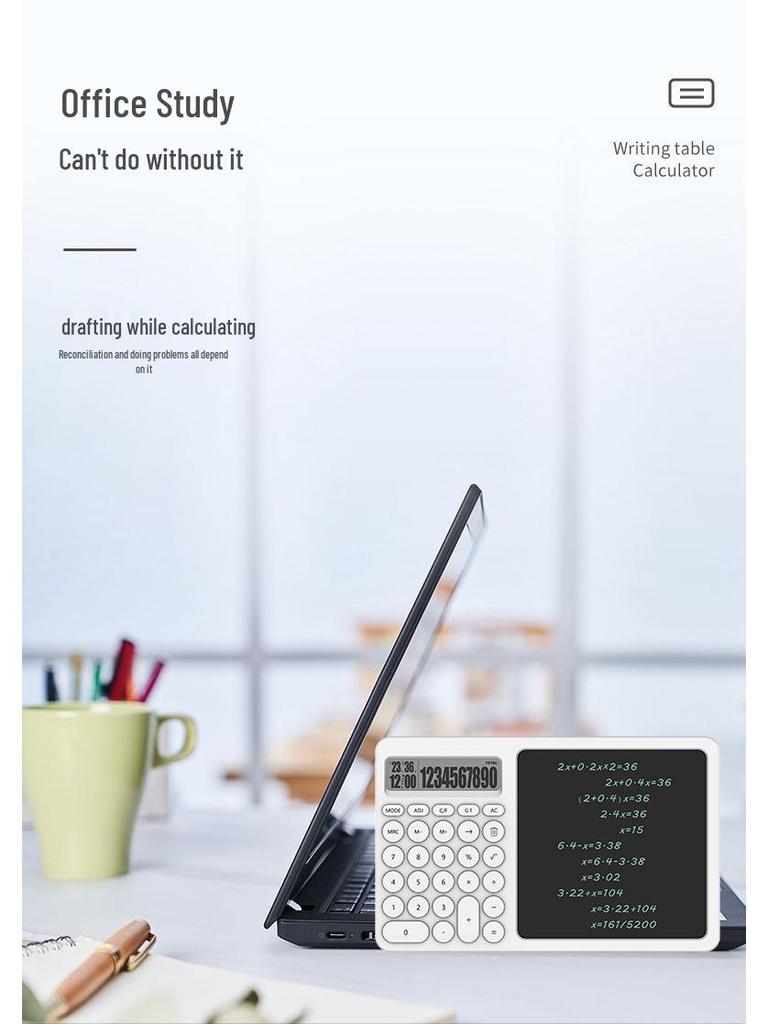 LCD Writing Tablet with Calculator & Stand - Desktop Office Calendar & Message Board