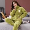 Pajamas women's winter three-layer thickened models fleece coral fleece warm padded cotton autumn and winter women's loungewear