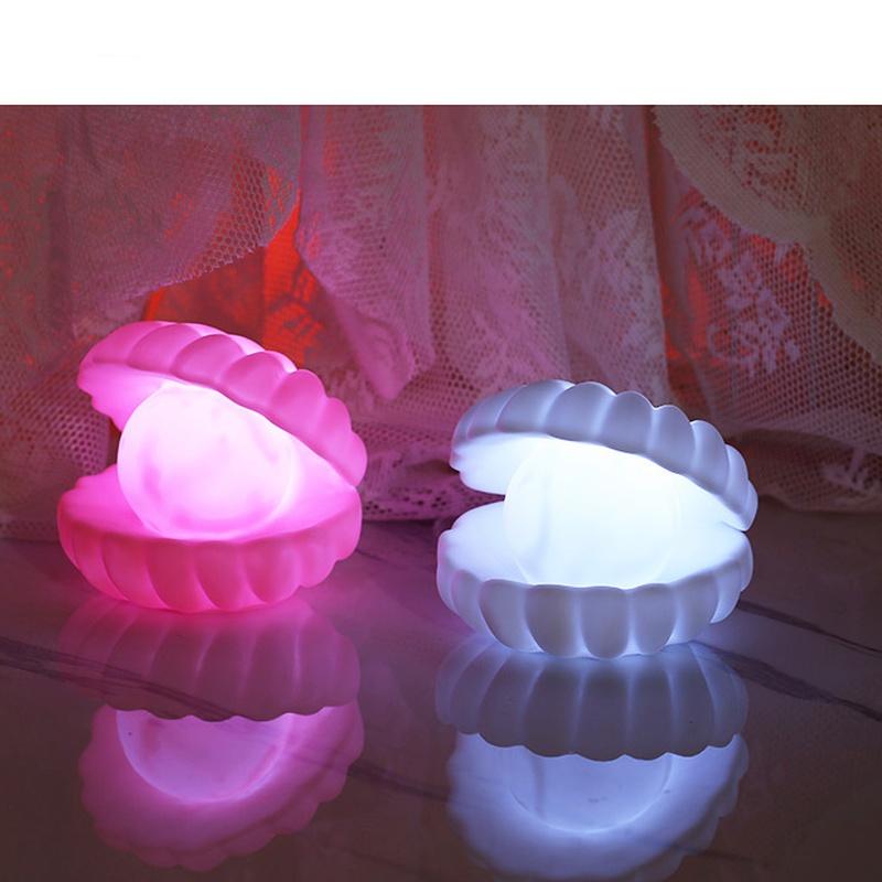 Mini Veilleuses LED Coquille de Perle pour Bébé Enfants Décoration Chambre à Coucher Lampes de Bureau Veilleuse Jouet Cadeaux de Noël pour le Nouvel An