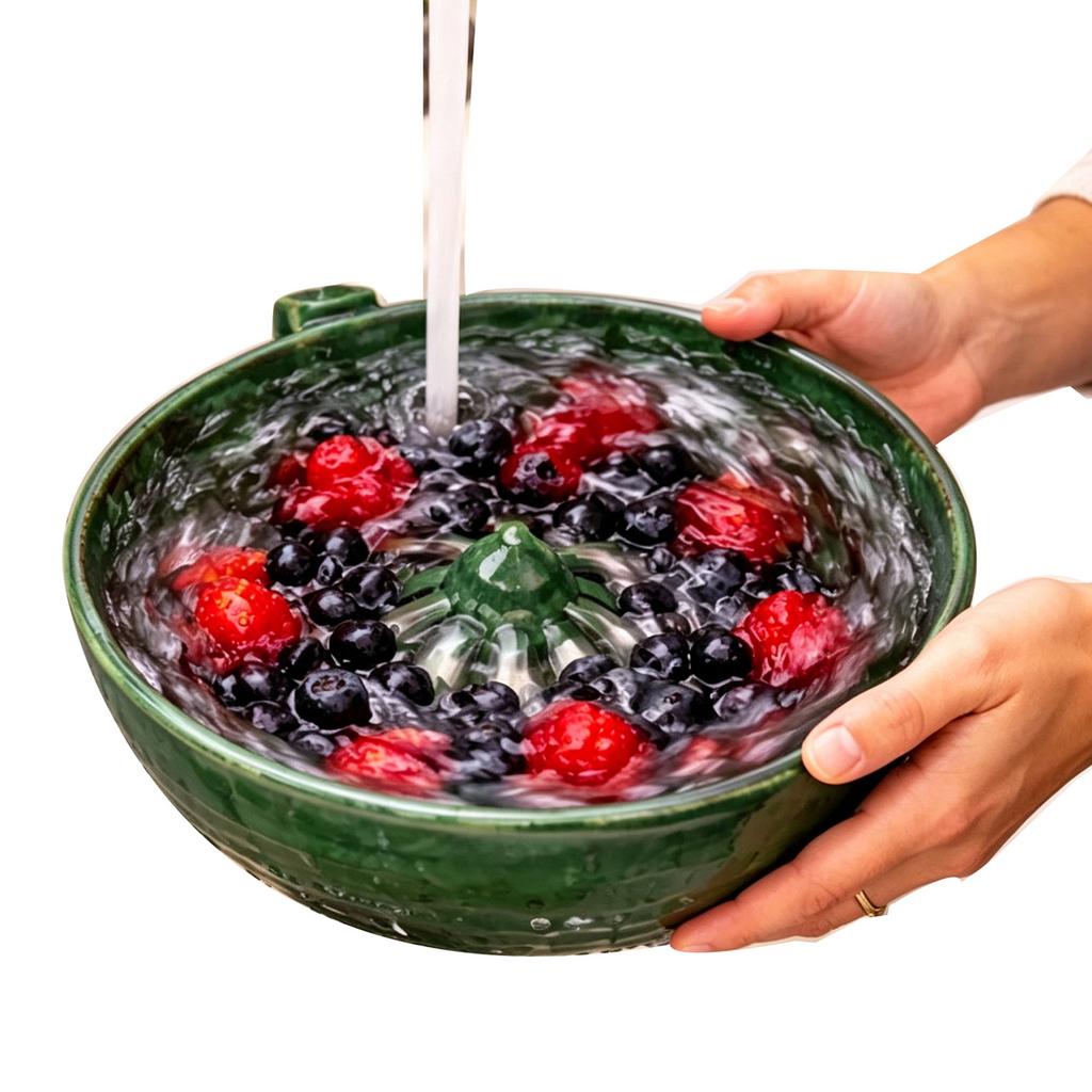 Swirling Berry Washing Bowl Self Spinning Fruit Vegetable Washer with Drain Multipurpose Kitchen Colander for Fruit