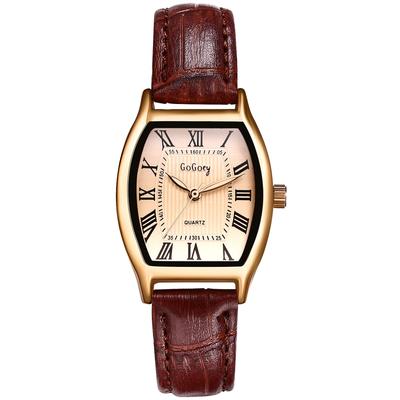 Braun Leather Watch Women's Roman Numeral Analog Display Vintage Genuine Leather Strap Business Casual Ladies Watch Retro Waterproof Quartz Clock