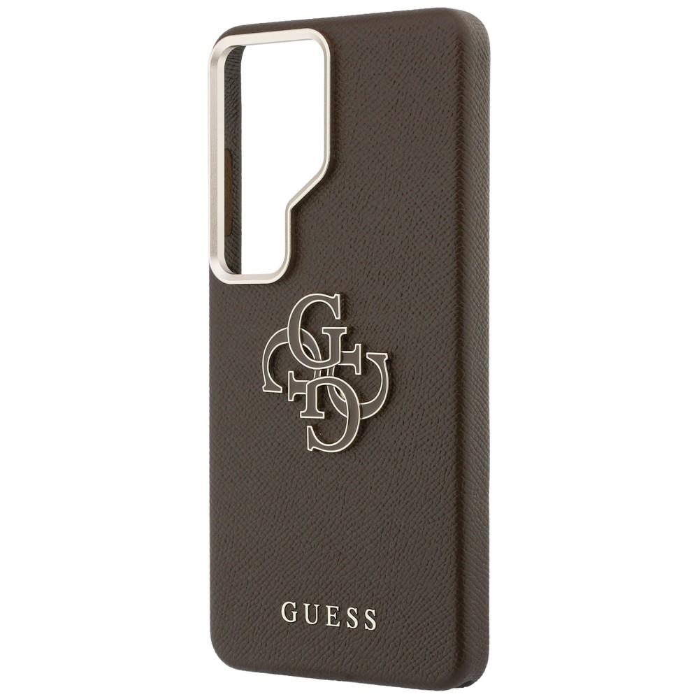 Funda Guess Grained con Logo Metálico 4G Grande para Samsung Galaxy S26 Ultra Marrón