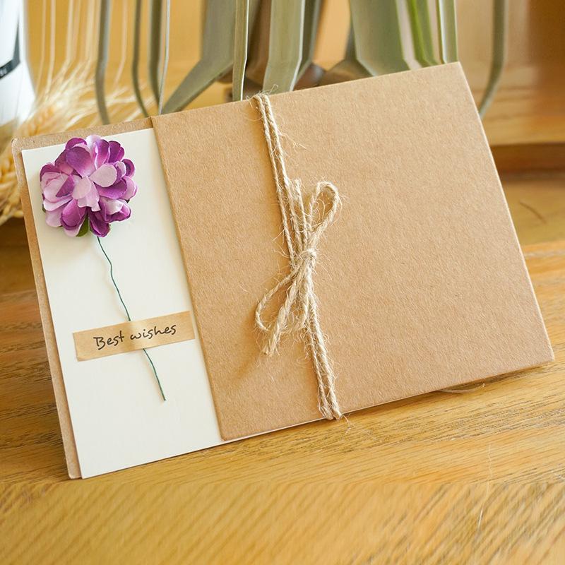 10pcs/Pack Retro Eternal Flower Kraft Paper Cards, Holiday Cards, Birthday Cards