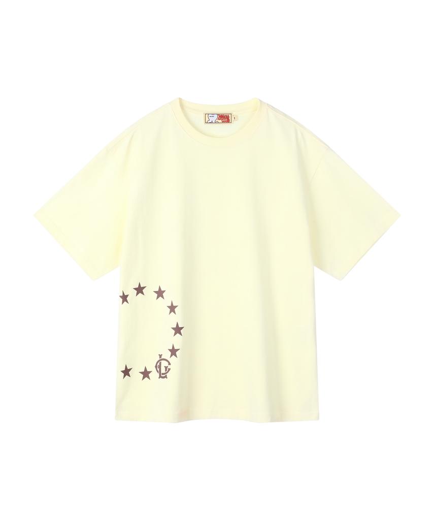 Lujeoseukeulleob Circle Star Logo Short Sleeve T-Shirt Yellow