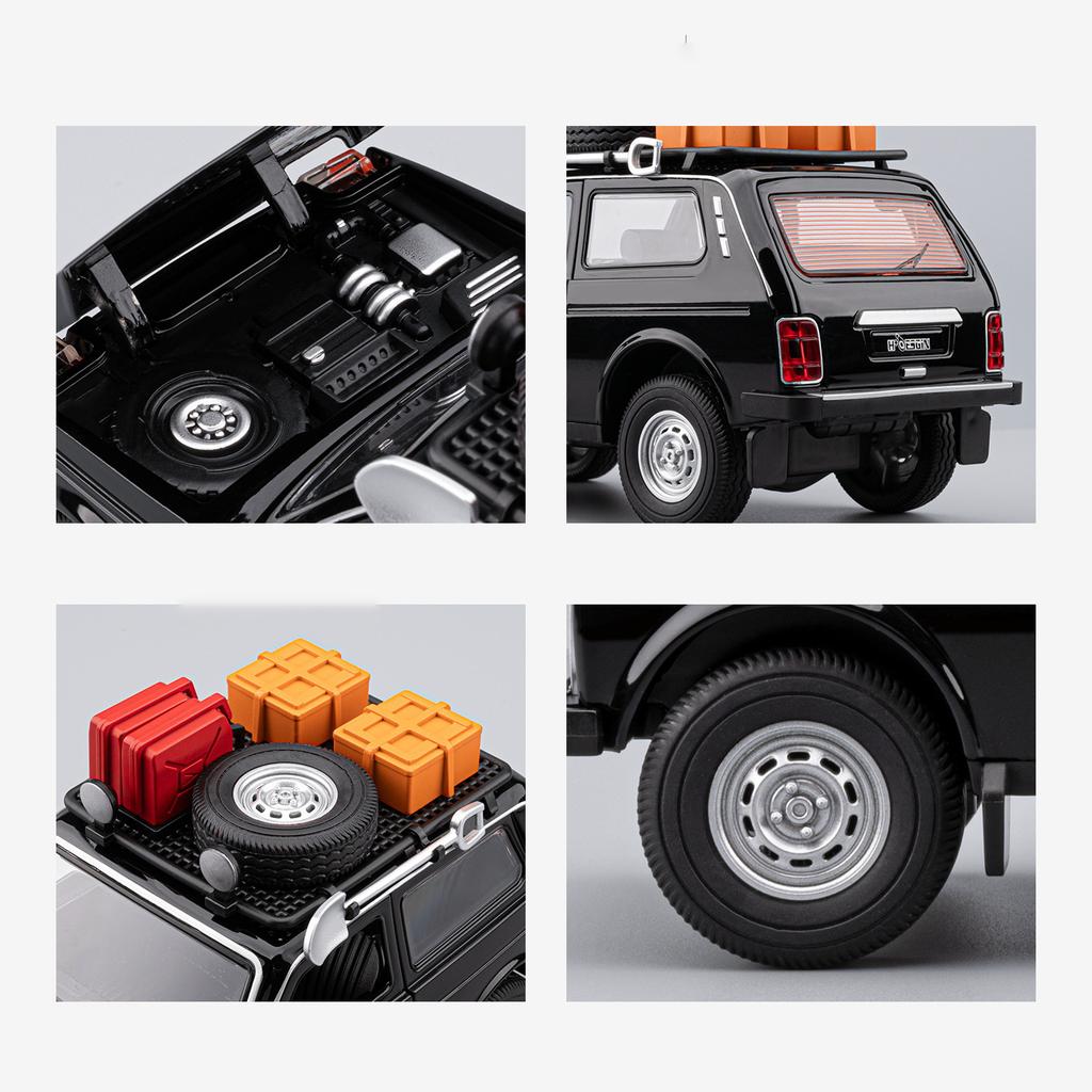1/24 Russian LADA NIVA WILD VERSION Alloy Car Model Sound and Light Pull Back Children's Toy Collectibles Birthday Gift