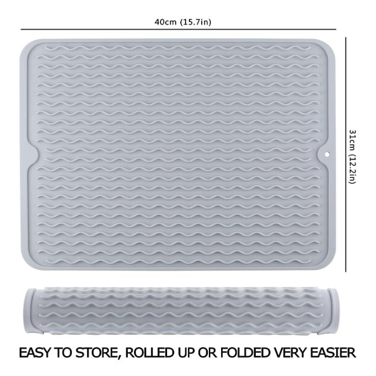Silicone Dish Drying Mat Heat Resistant Drying Mat for Kitchen Counter Sink Refrigerator Drawer Liner Kitchen Drying Mat