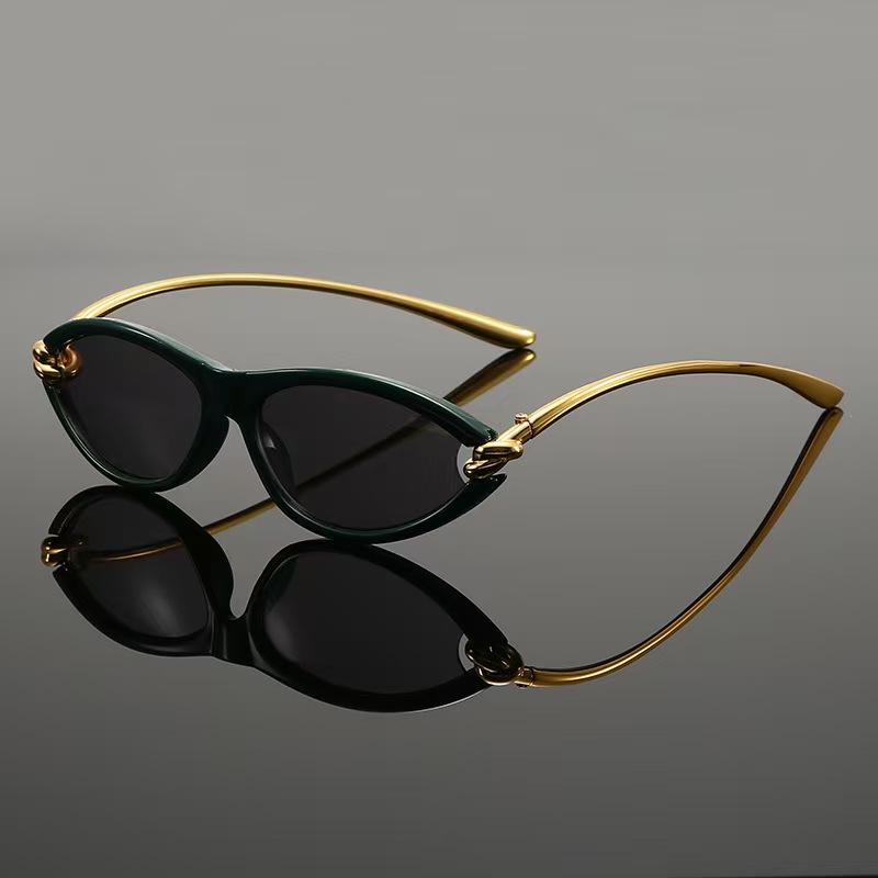 New Women'S Personalized Cat Eye Sunglasses Metal Glasses Uv400 Protection Stage Performances Walk The Show Shades