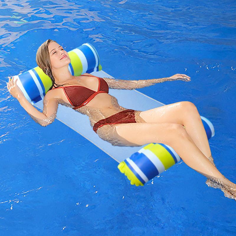 Pool Striped Print Floating Water Mesh Chair Inflatable Recreation Lounge Chair Pool Beach Ocean 4 or 2 Floating Hammock Adult Size Floats Bed