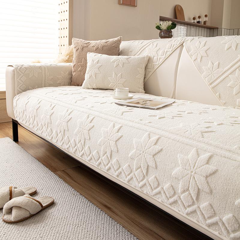 

All-Season Jacquard Velvet Sofa Cushion Anti-Slip One-Piece Straight-Row Living Room Seat Pad with Dust Cover Cloth 70x70cm 1pc