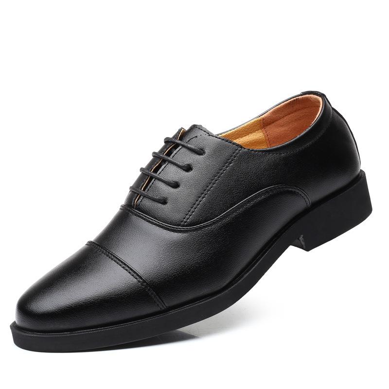 

New dress men s leather shoes men s three-joint leather shoes foot cover business casual fashion three-pointed lace-up men s shoes 45