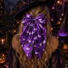 Trendy Satin Hair Bows Large Halloween for Women Girls, Vintage Ribbon Barrette Clips with Long Non-slip Spring Tails, Ghost/Pumpkin/Blood Mouth Print