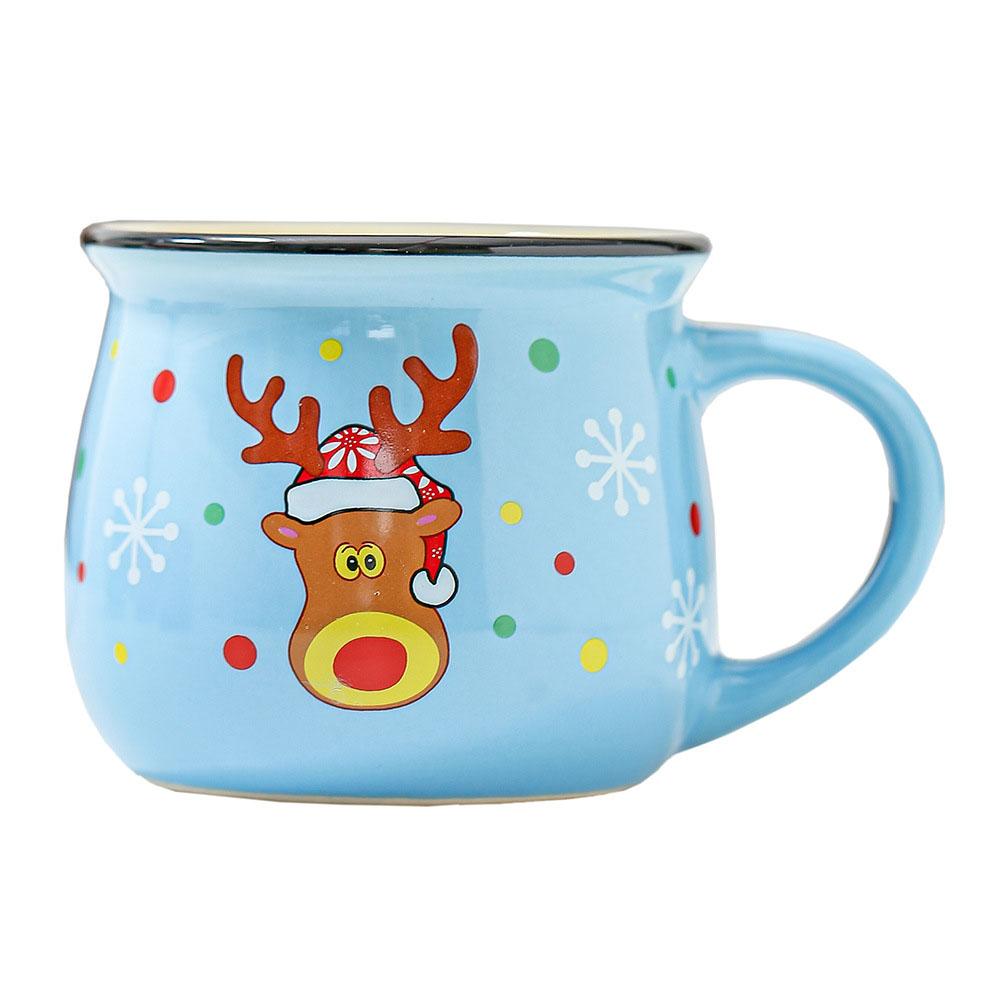 350ML Ceramic Mug Cartoon Pattern Cute Elk Water Cups Christmas Kids Gift Breakfast Milk Cup Oatmeal Cup Christmas Gift Idea