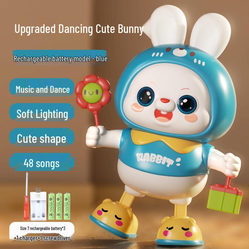 Jouet Lapin Dansant Électrique pour Bébés: Encourage à Soulever, Rouler, Ramper avec Son et Mouvement
