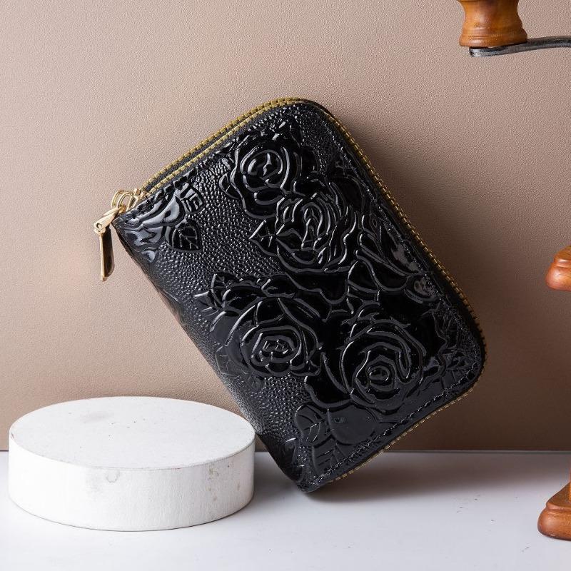 Leopard Print RFID Card Holder Wallet, Double Zipper Compact Bifold Purse, Multi-Card Slots, Anti-Theft Credit Card Organizer for Women, Men