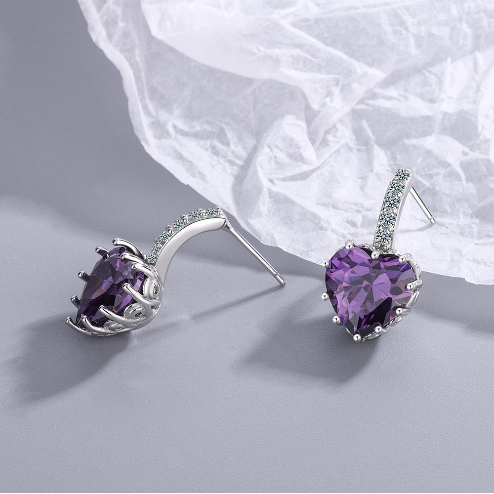 Heart Genuine Natural Garnet Red Ruby 925 Sterling Silver Stud Earrings for Women Fashion Statement Gemstone Jewelry Oorbellen