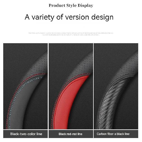 Leather Cover for All Seasons Auto Steering Wheel Cover Ultra-Thin Non-Slip Round Breathable Car Steering Wheel Protector