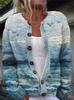 3D Digital Print Faux Wool Cardigan Knit Jacket for Women