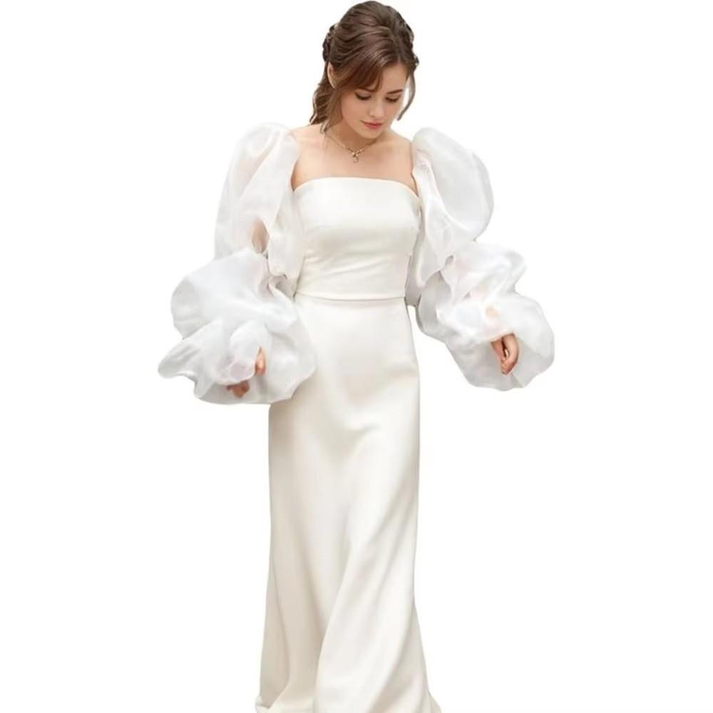 Elegant Puffy Wedding Arm Sleeves Ruffled Detachable Bubble Sleeves Long Gloves Bridal Evening Sleeves Wedding Dress Accessories