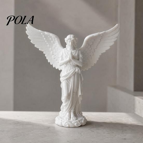Decorative Angel Sculpture 3D Printed Praying Figurine, Retro Guardian Angle Statue, Elegant Statue Artistic Winged Women Decoration for Home Office,
