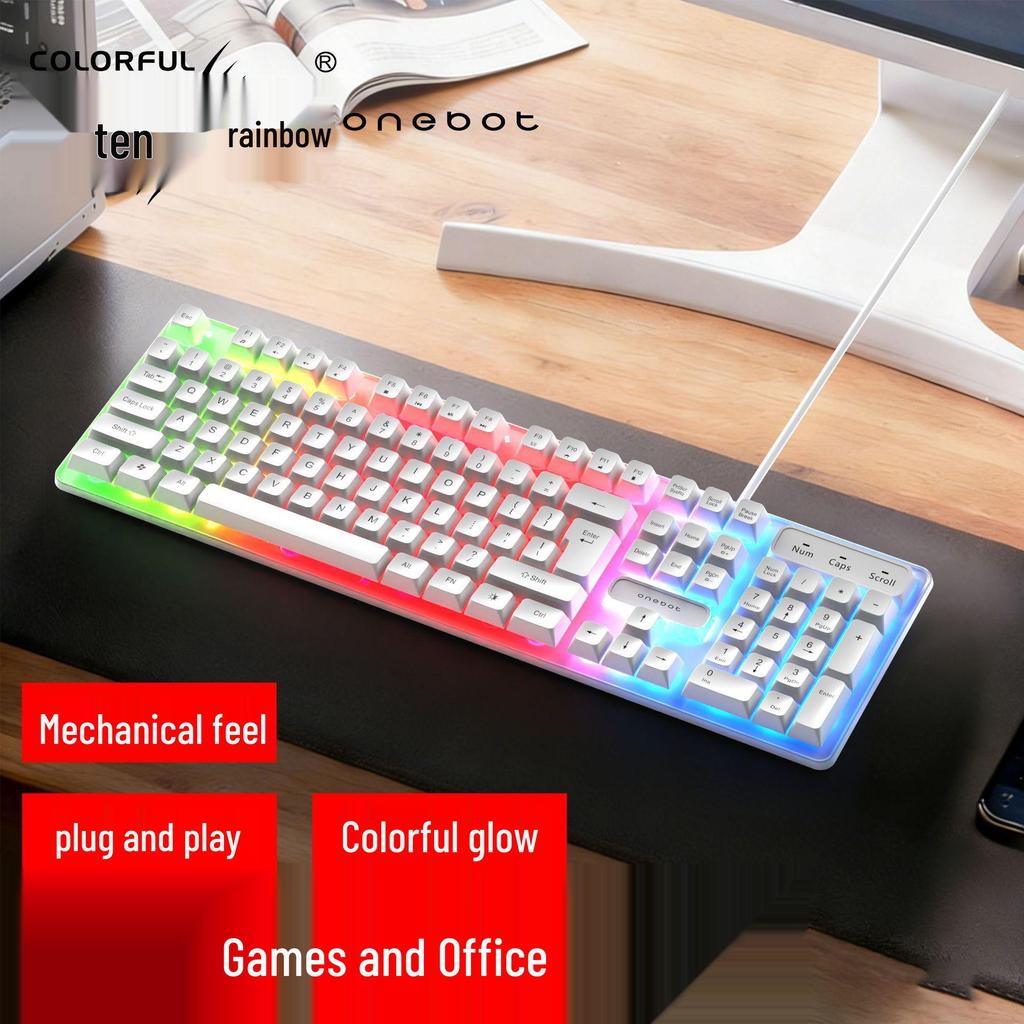 Seven-Color Luminous G100 Wired USB Gaming Keyboard