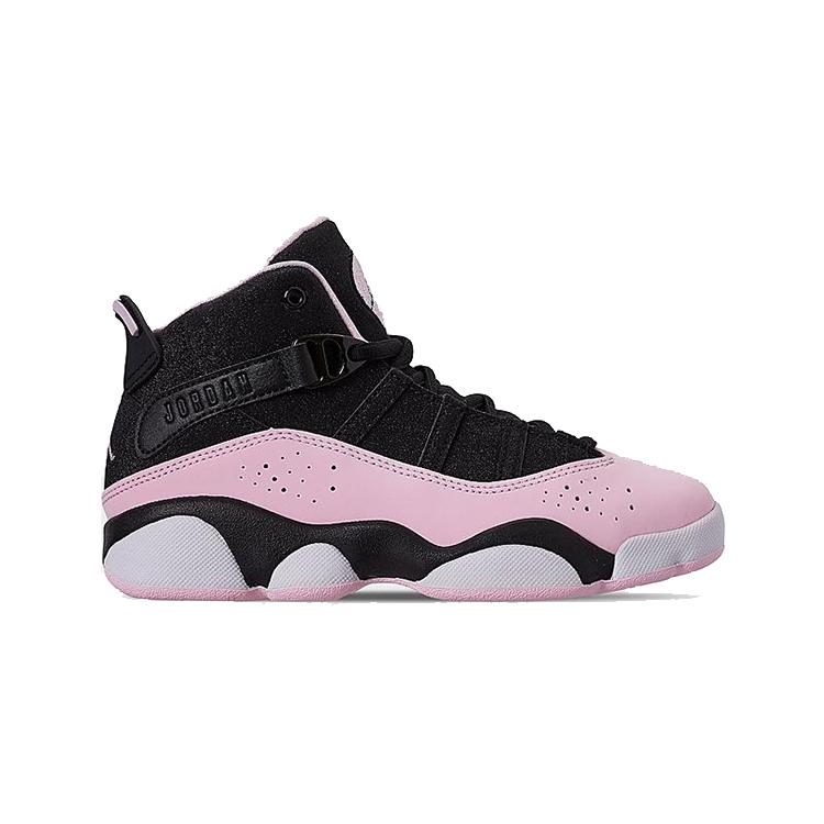 Jordan Air Jordan 6 Cushioning High top Children's Basketball Shoes Black Pink Children Aged 3 7 Years Old 323431-006