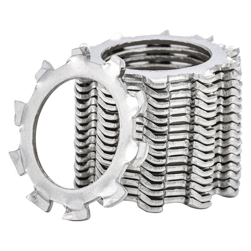 Nickel-Plated Iron External Tooth Lock Washer, Gear-Shaped, Sizes M3-M6
