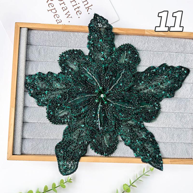 Multi-Layer Organza Lace Sequin Beaded Studded 3D Flower Crystal Patch Diy Clothing Decorative Applique Sweater Coat Accessories