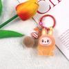 1Pc Backpack Keyring Mini Flocking Labubu Keychain Sitting Party Labubu Have A Seat Series Lovers Mobile Phone Chain Bag Pendant